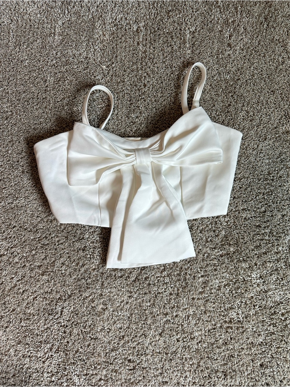 White Bow-Front Crop Top - Sleeveless